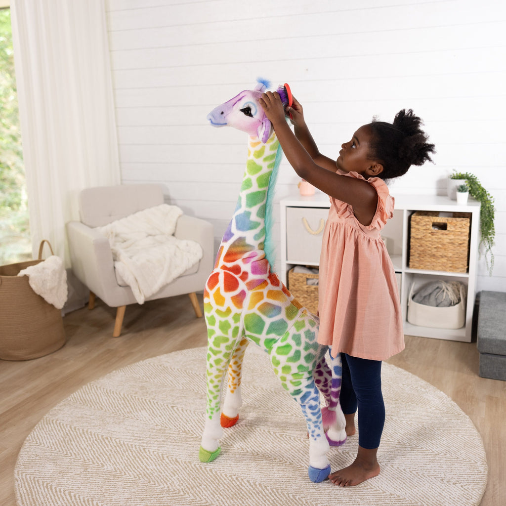 Educational Rainbow Giraffe Lifelike Plush