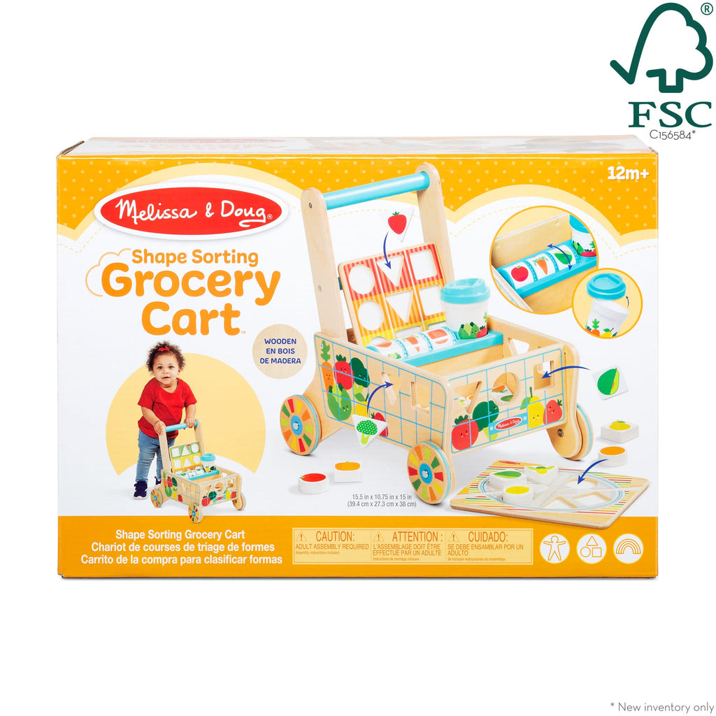 Educational Wooden Shape Sorting Grocery Cart