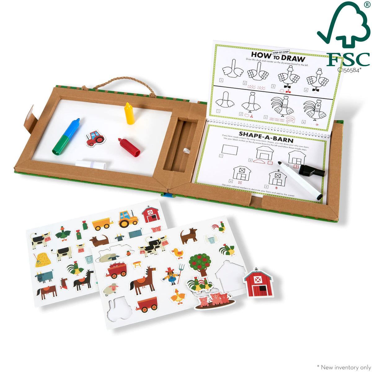 Educational Natural Play Play Draw Create Reusable Drawing & Magnet Kit Farm