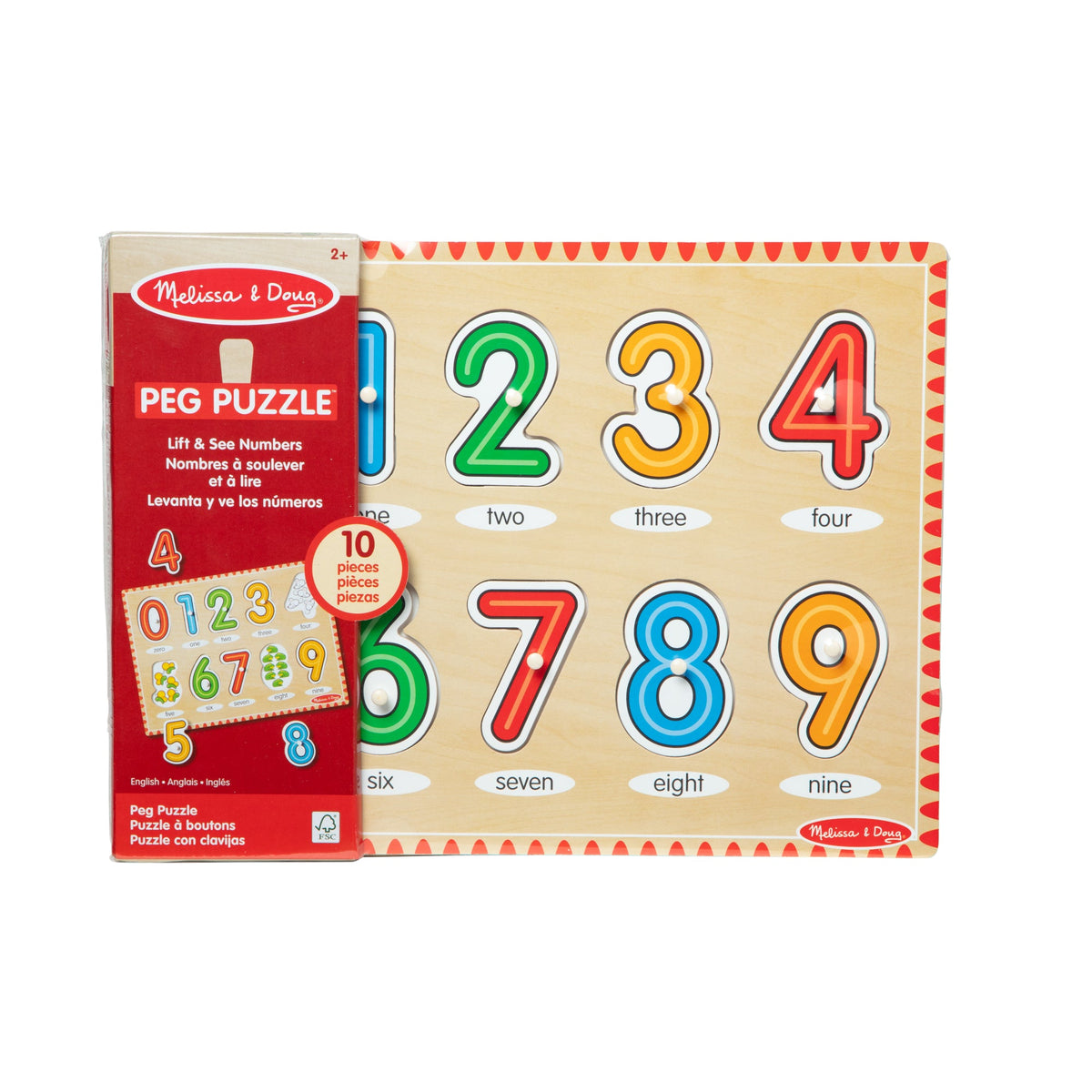 Educational Lift & See Numbers Peg Puzzle - 10 Pieces