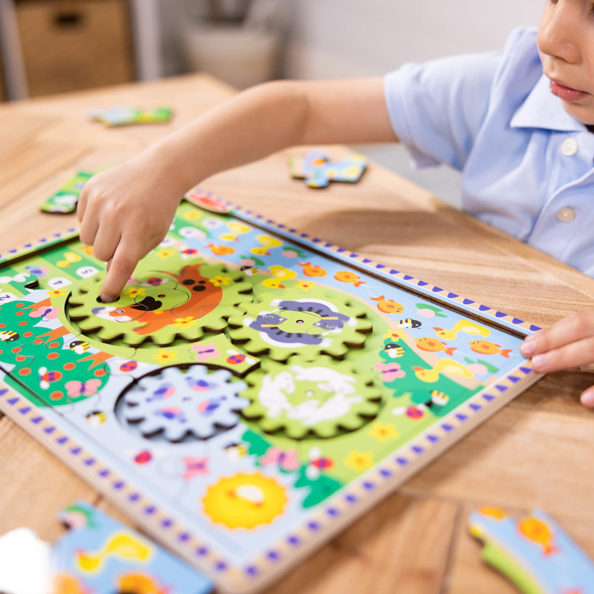 Educational Animal Chase I-Spy Wooden Gear Puzzle