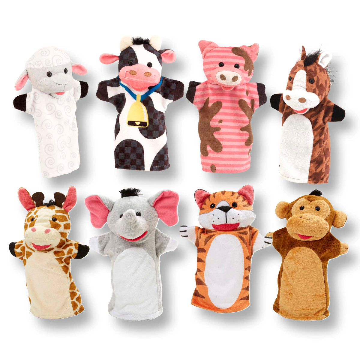 Educational Hand Puppet 2-Pack Farm Friends Zoo Friends