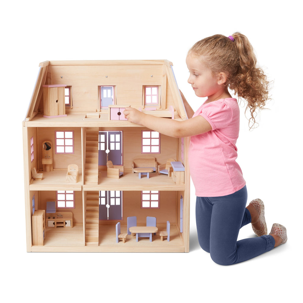 Educational Wooden Multi-Level Dollhouse
