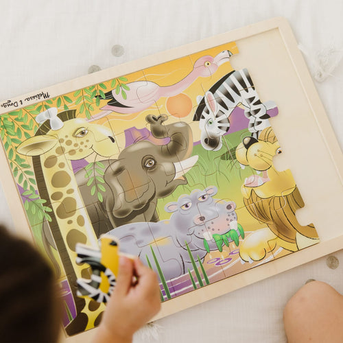 Educational African Plains Wooden Jigsaw Puzzle - 24 Pieces
