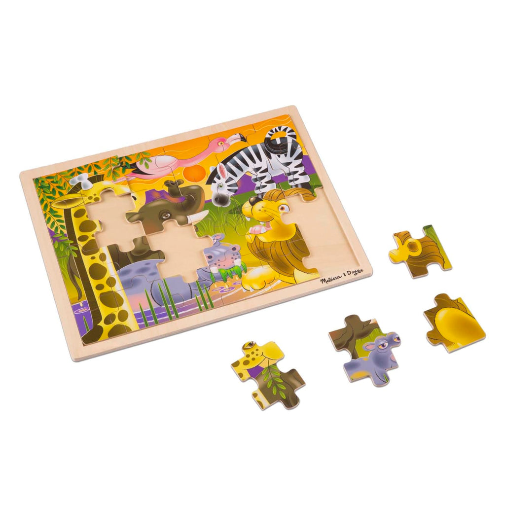 Educational African Plains Wooden Jigsaw Puzzle - 24 Pieces