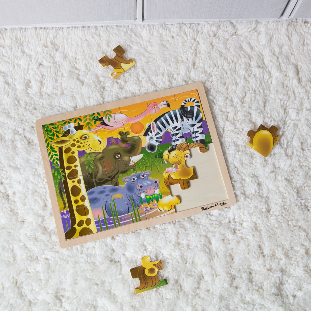 Educational African Plains Wooden Jigsaw Puzzle - 24 Pieces