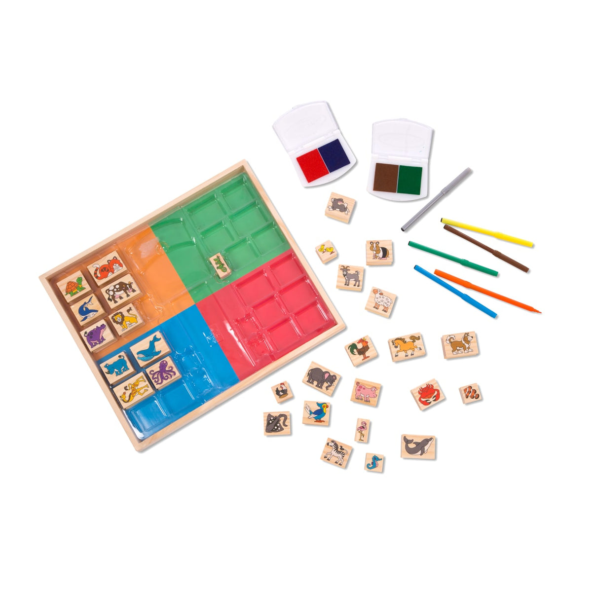 Educational Deluxe Wooden Stamp Set - Animals