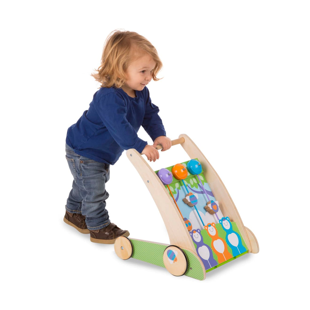 Educational First Play Wooden Ring and Ding Forest Friends Push Toy