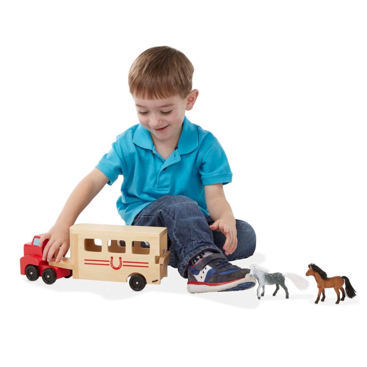 Educational Horse Carrier Wooden Vehicles Play Set