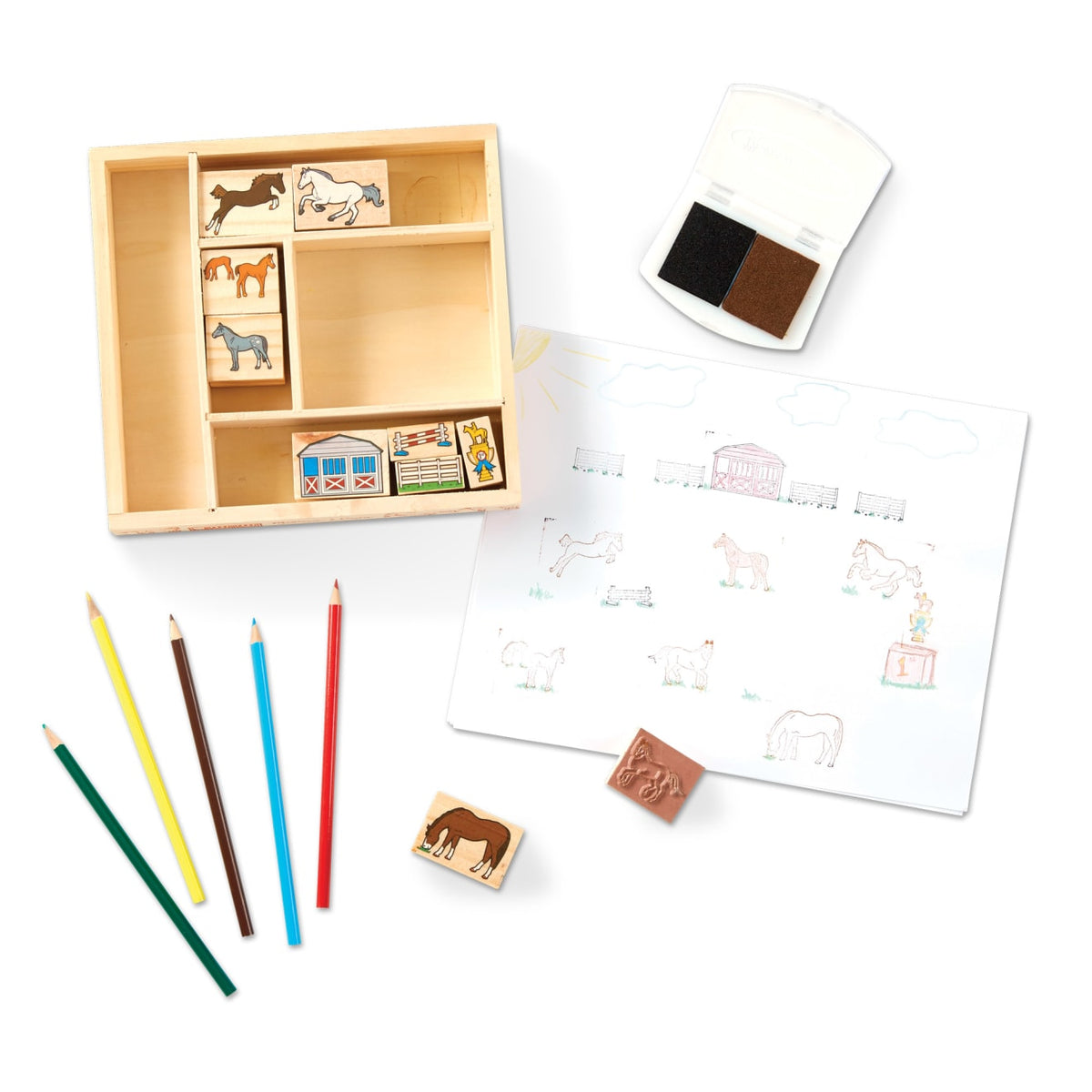 Educational Wooden Stamp Set - Horses