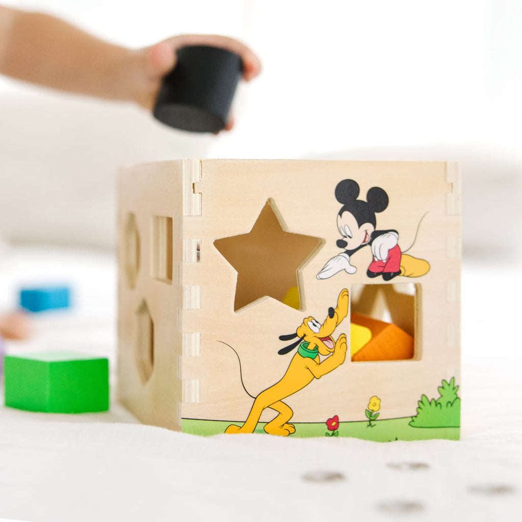 Educational Disney Mickey Mouse & Friends Wooden Shape Sorting Cube