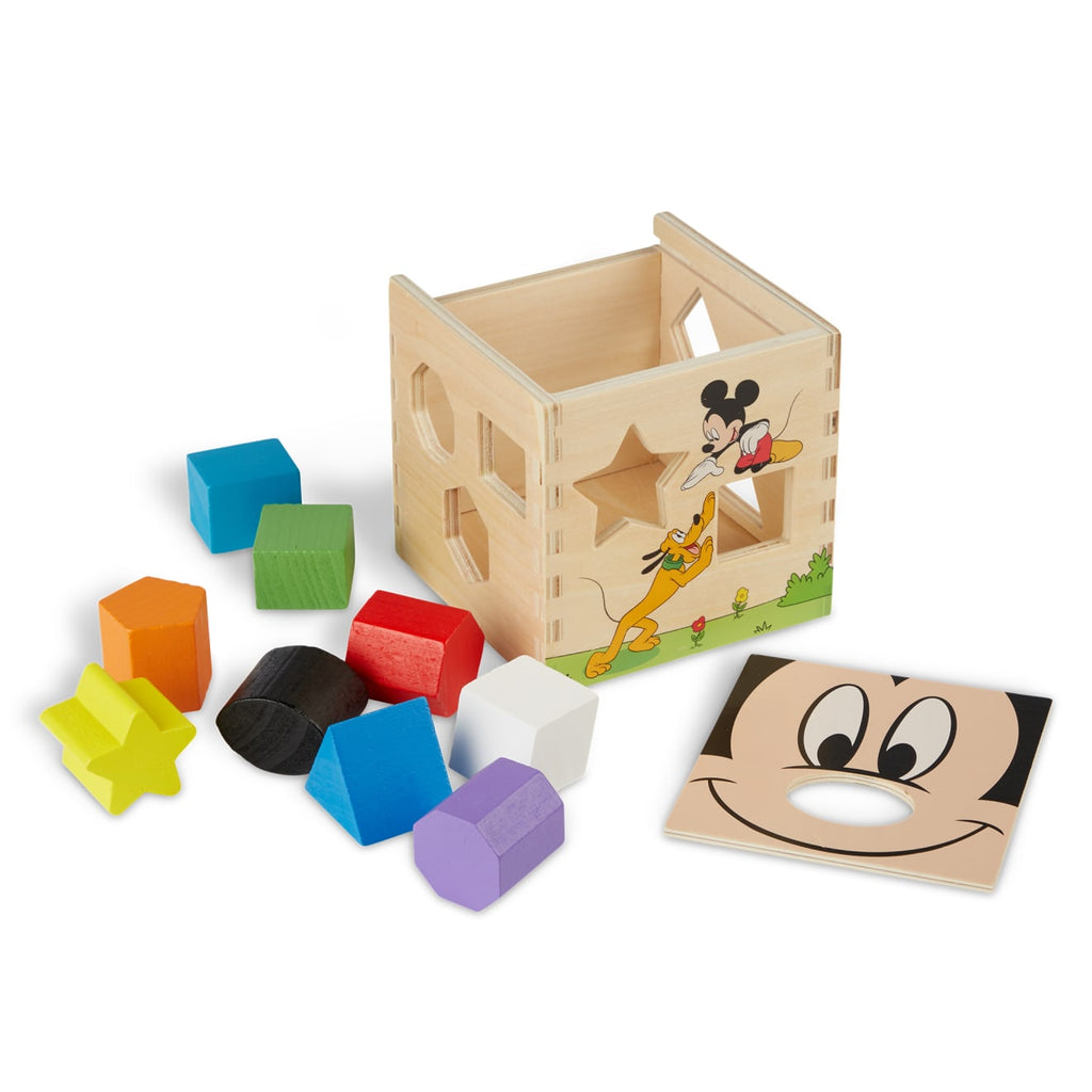 Educational Disney Mickey Mouse & Friends Wooden Shape Sorting Cube