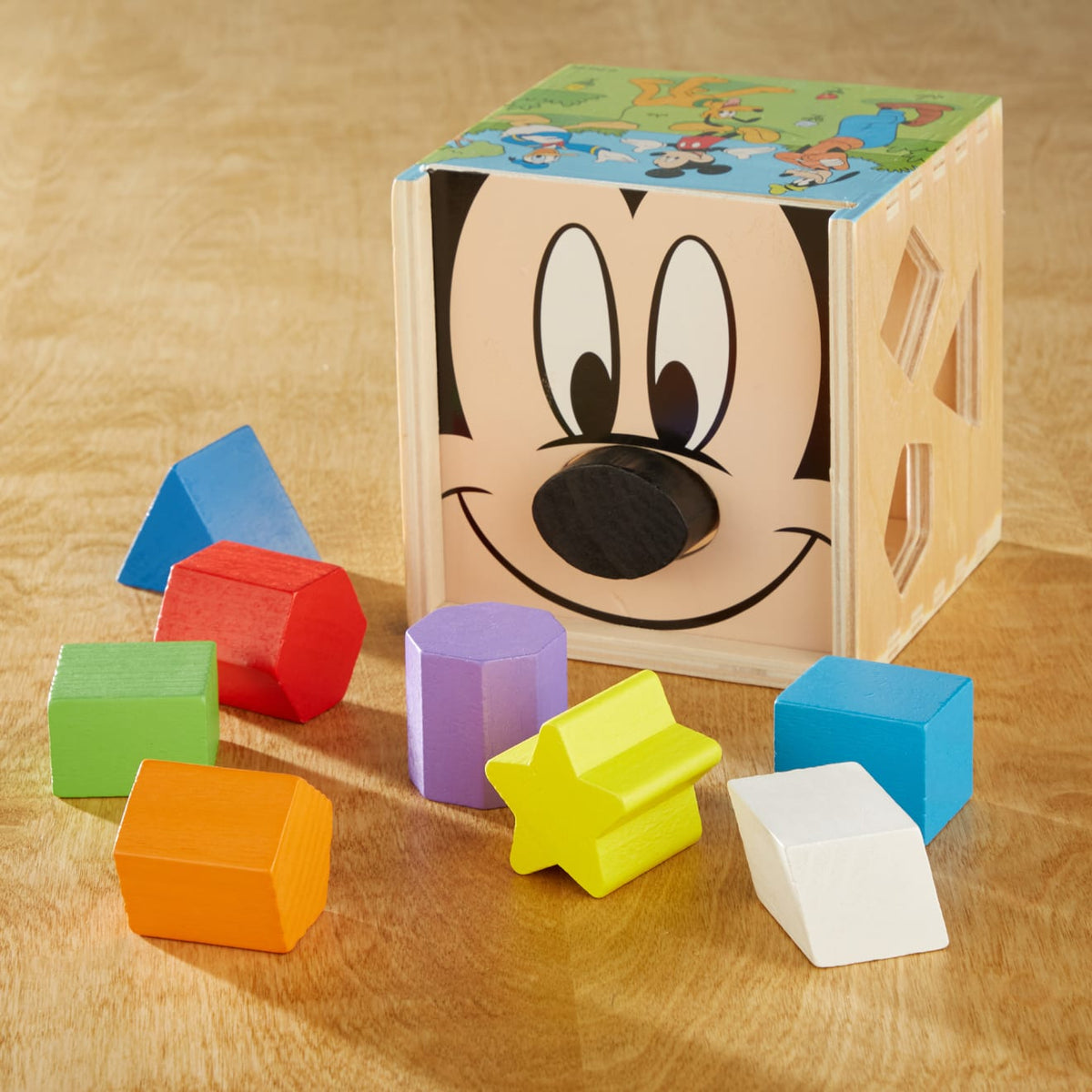 Educational Disney Mickey Mouse & Friends Wooden Shape Sorting Cube