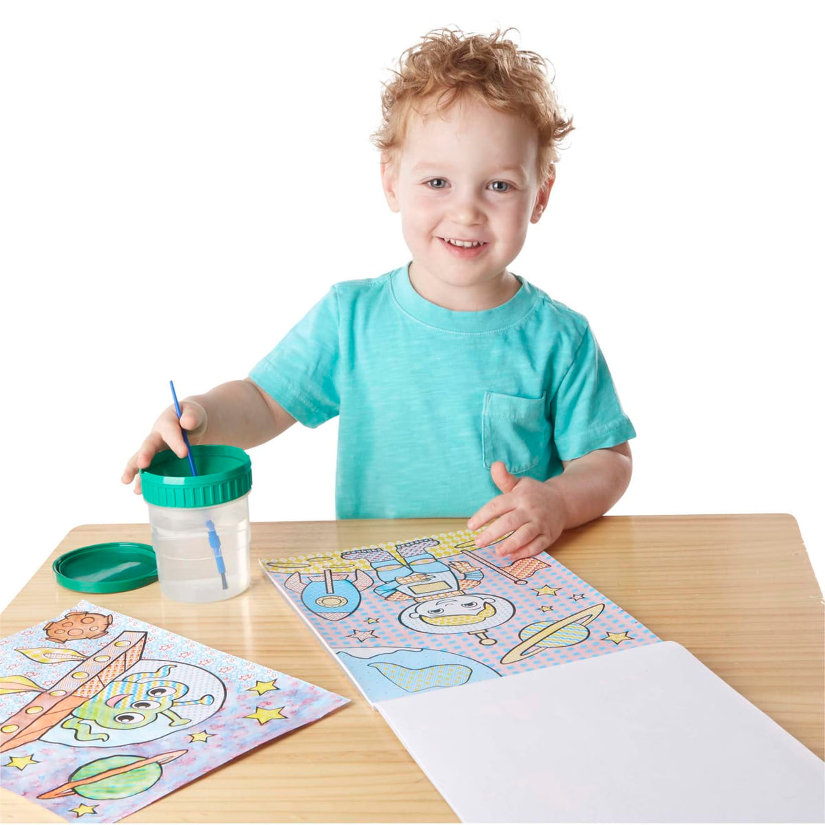 Educational My First Paint With Water Kids Art Pad With Paintbrush - Pirates Space Construction and More