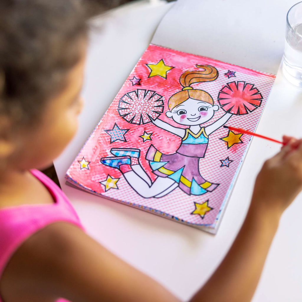 Educational My First Paint With Water Kids Art Pad With Paintbrush - Cheerleaders Flowers Fairies and More