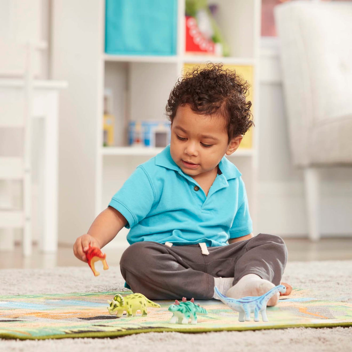 Educational Prehistoric Playground Dinosaur Rug