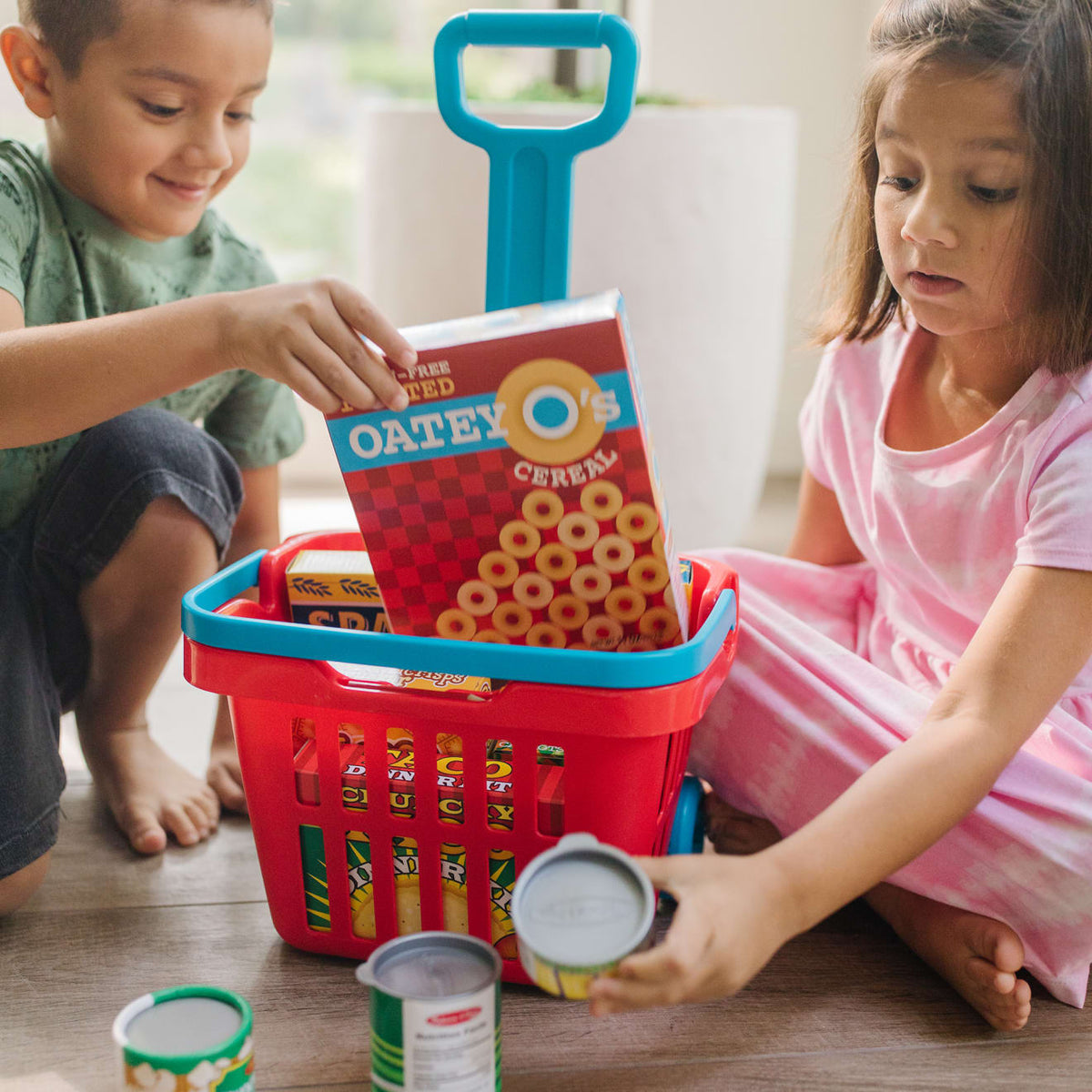 Educational Fill & Roll Grocery Basket Play Set