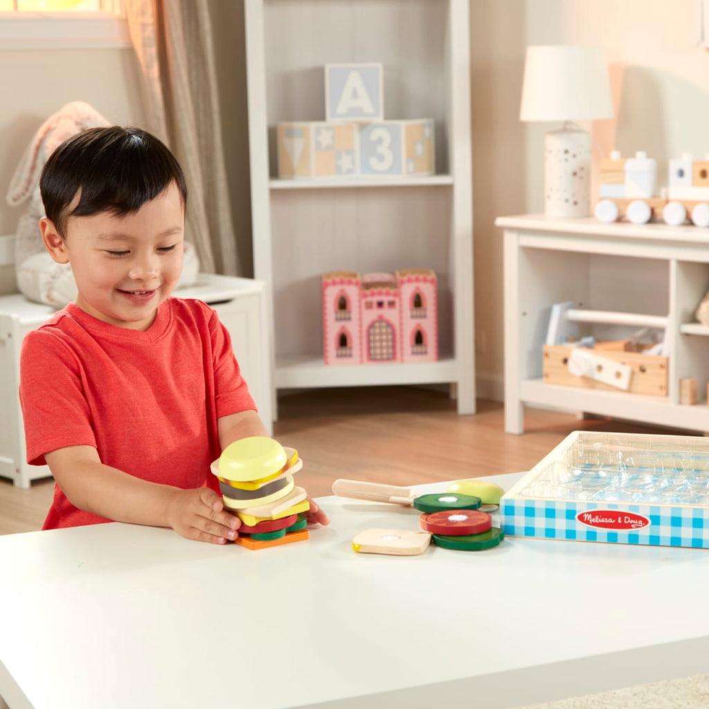 Educational Sandwich Making Set - Wooden Play Food
