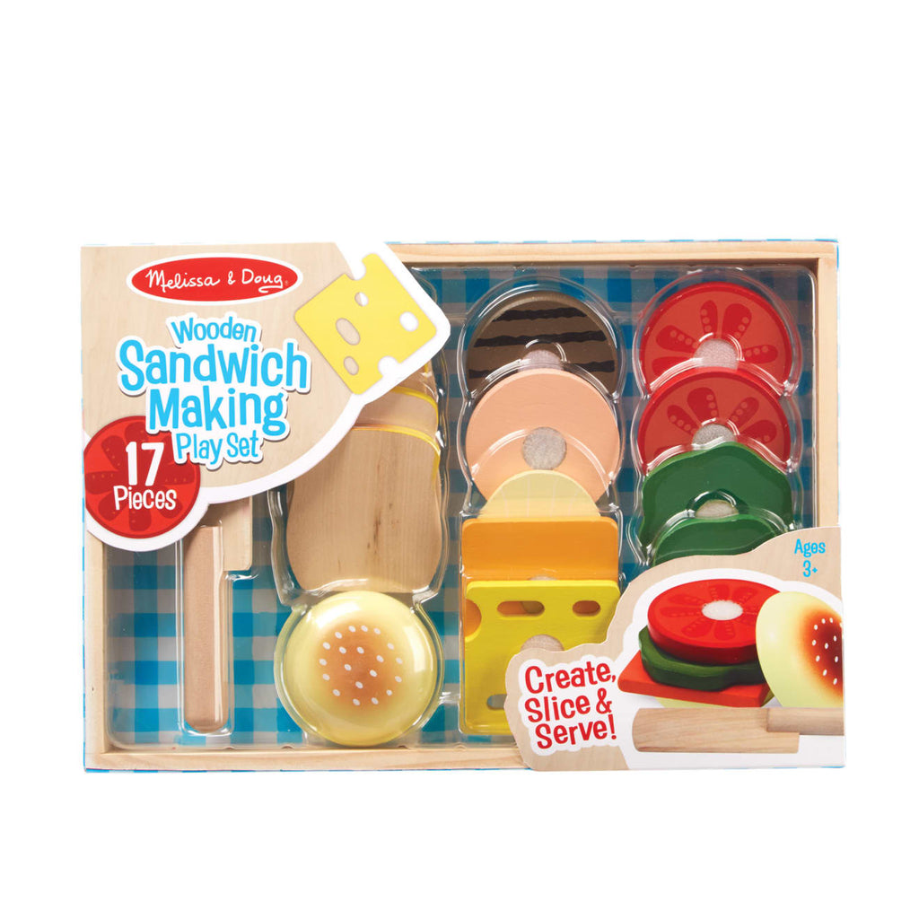 Educational Sandwich Making Set - Wooden Play Food