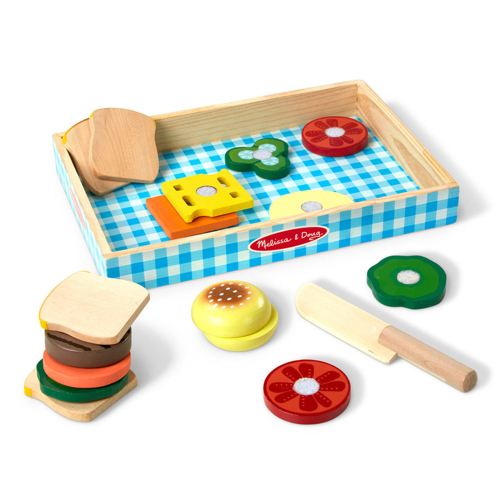 Educational Sandwich Making Set - Wooden Play Food