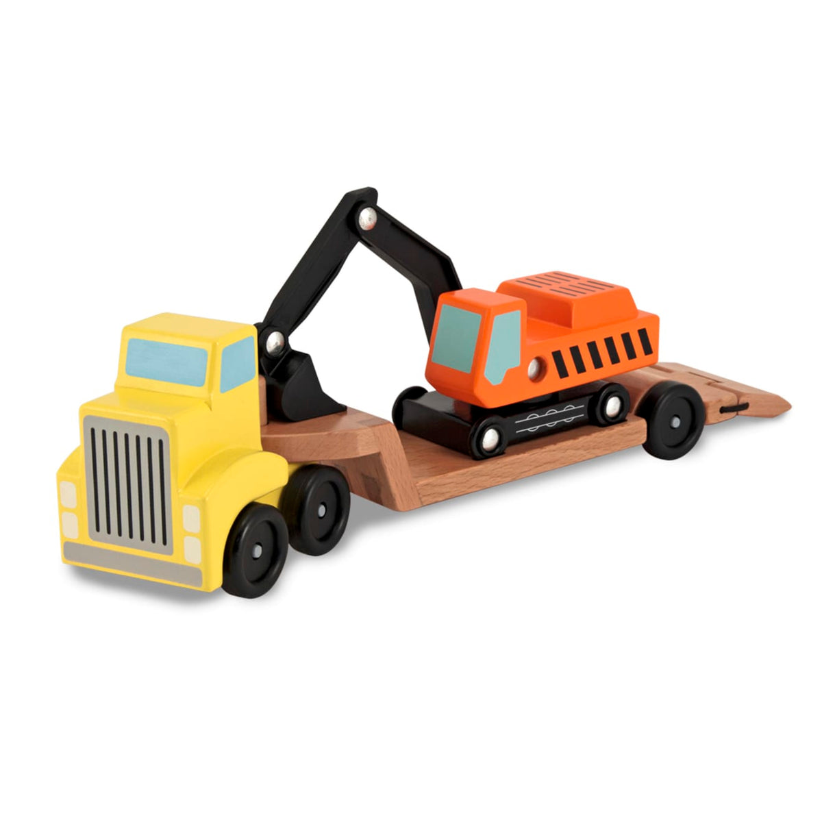 Educational Trailer & Excavator Wooden Vehicles Play Set