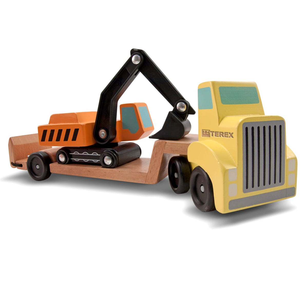 Educational Trailer & Excavator Wooden Vehicles Play Set