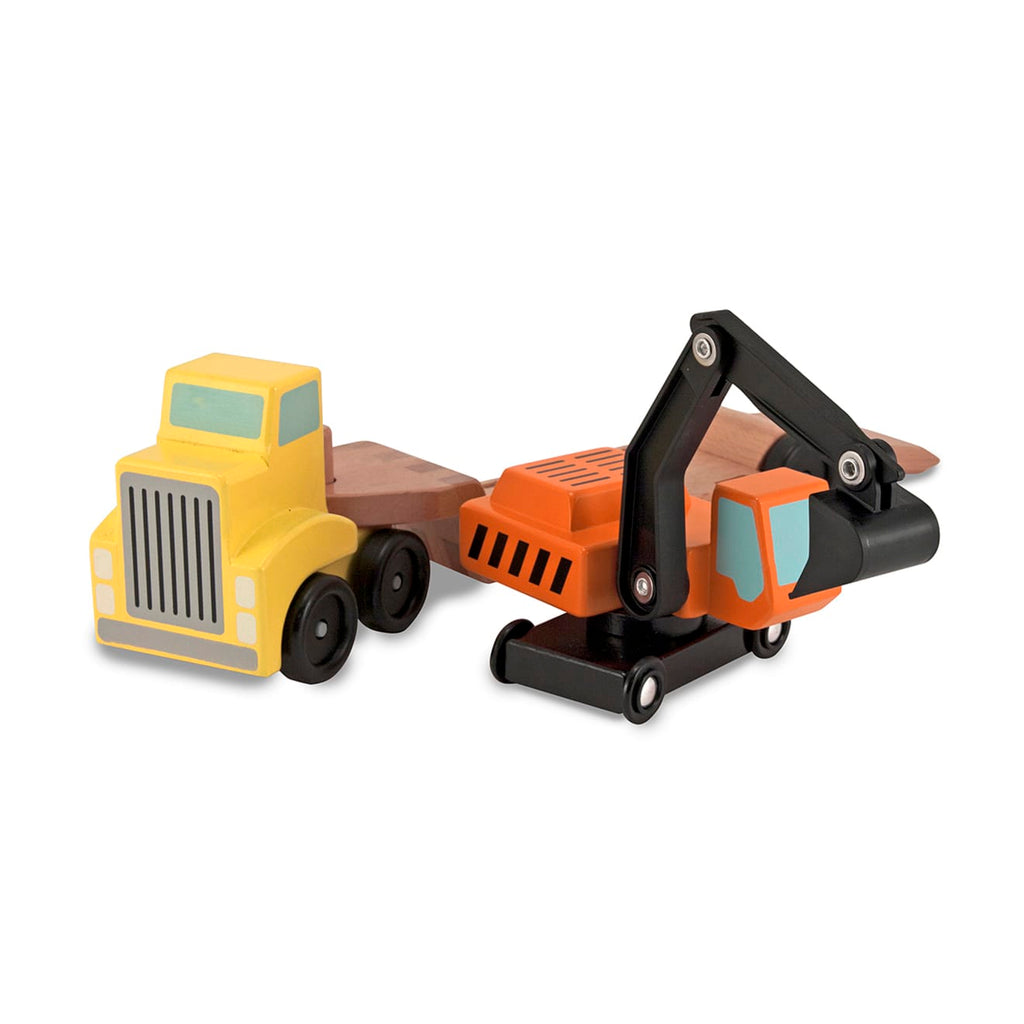 Educational Trailer & Excavator Wooden Vehicles Play Set