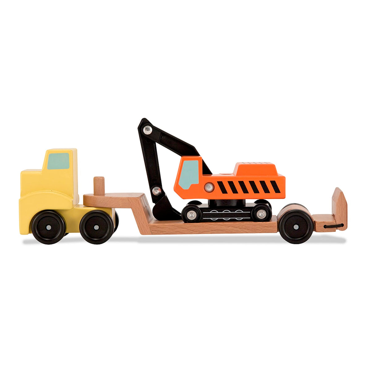 Educational Trailer & Excavator Wooden Vehicles Play Set