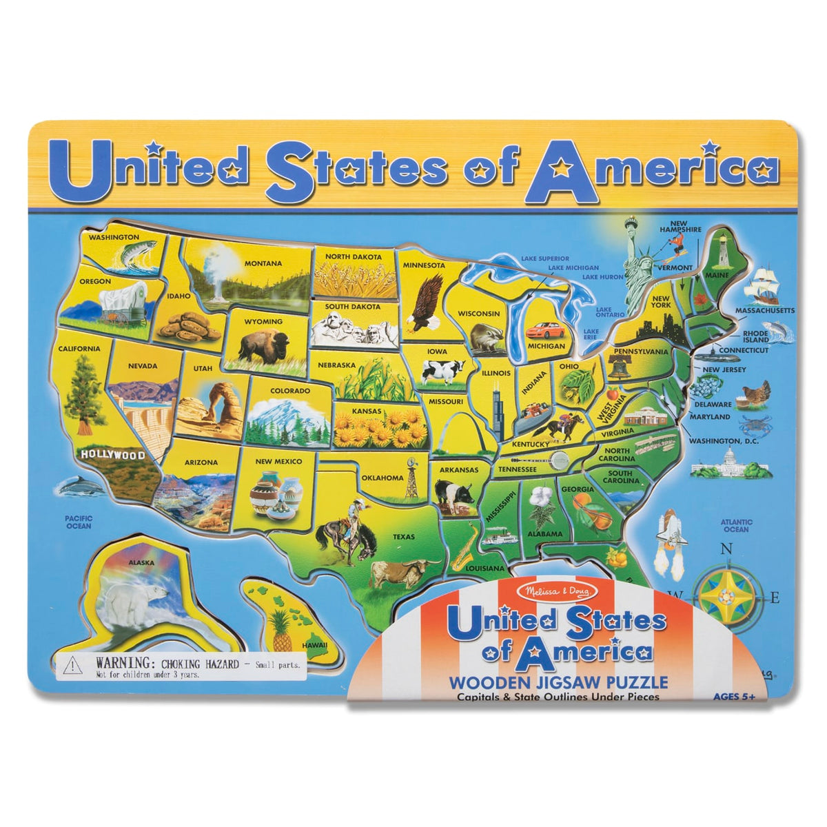 Educational U.S.A. Map Wooden Puzzle