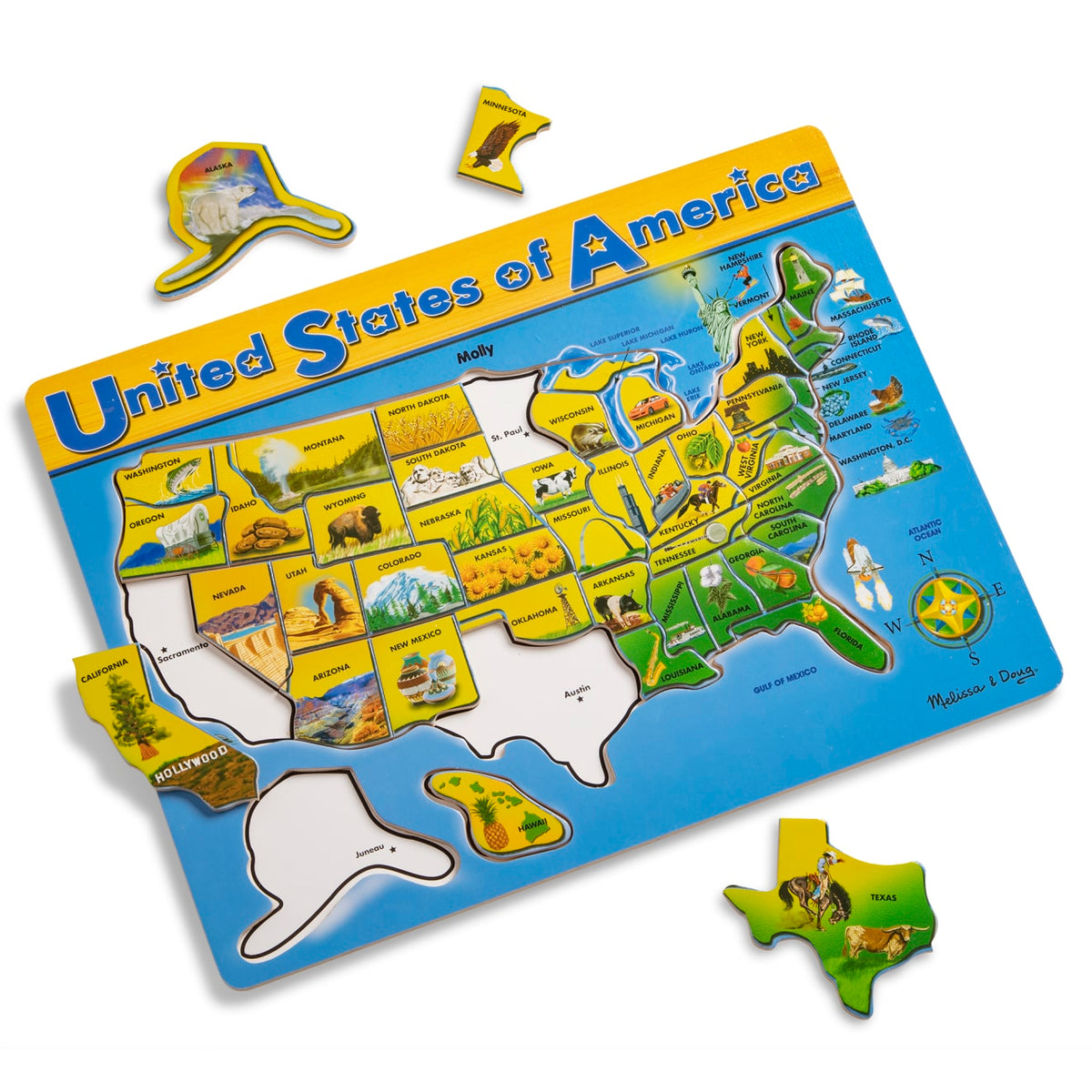 Educational U.S.A. Map Wooden Puzzle