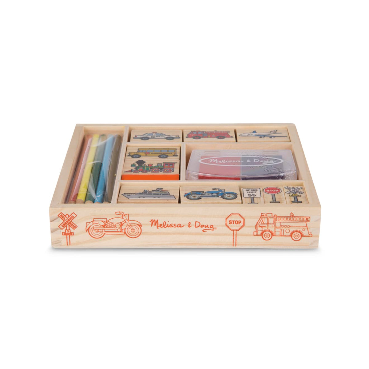 Educational Wooden Stamp Set - Vehicles