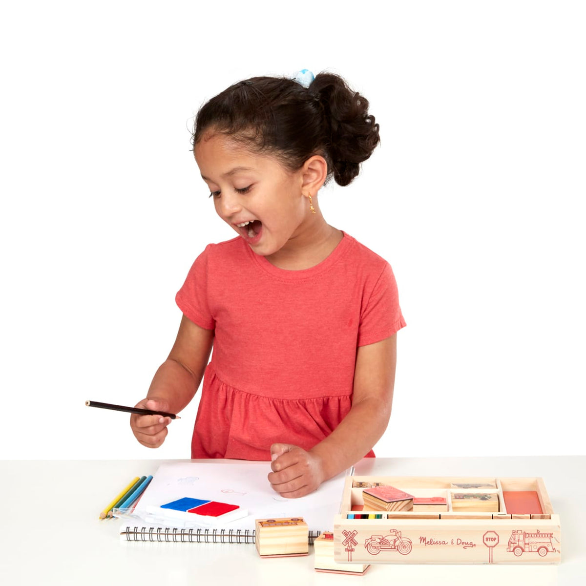 Educational Wooden Stamp Set - Vehicles