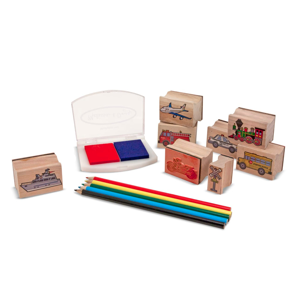 Educational Wooden Stamp Set - Vehicles