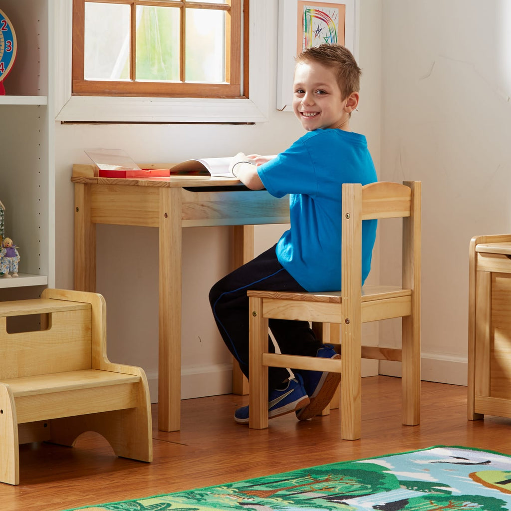 Educational Childs Lift-Top Desk & Chair - Honey