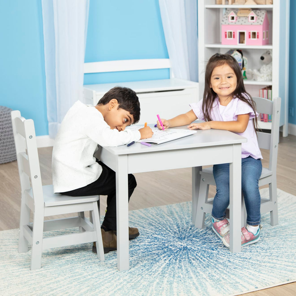 Educational Wooden Table & 2 Chairs - Gray