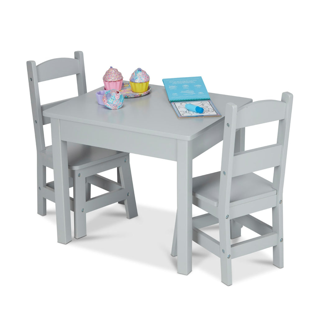Educational Wooden Table & 2 Chairs - Gray