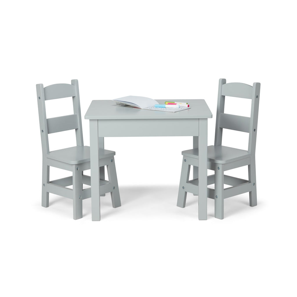 Educational Wooden Table & 2 Chairs - Gray