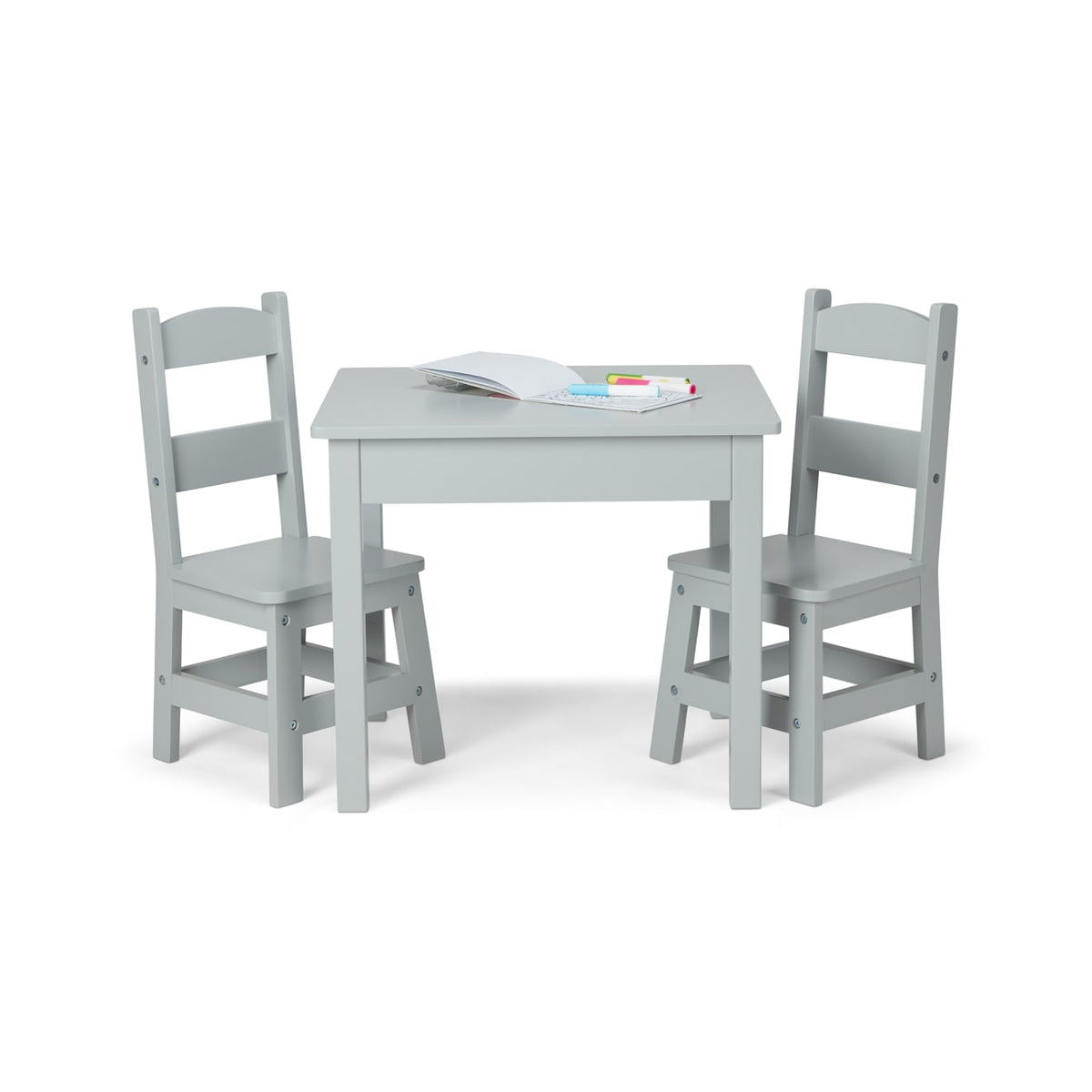 Educational Wooden Table & 2 Chairs - Gray