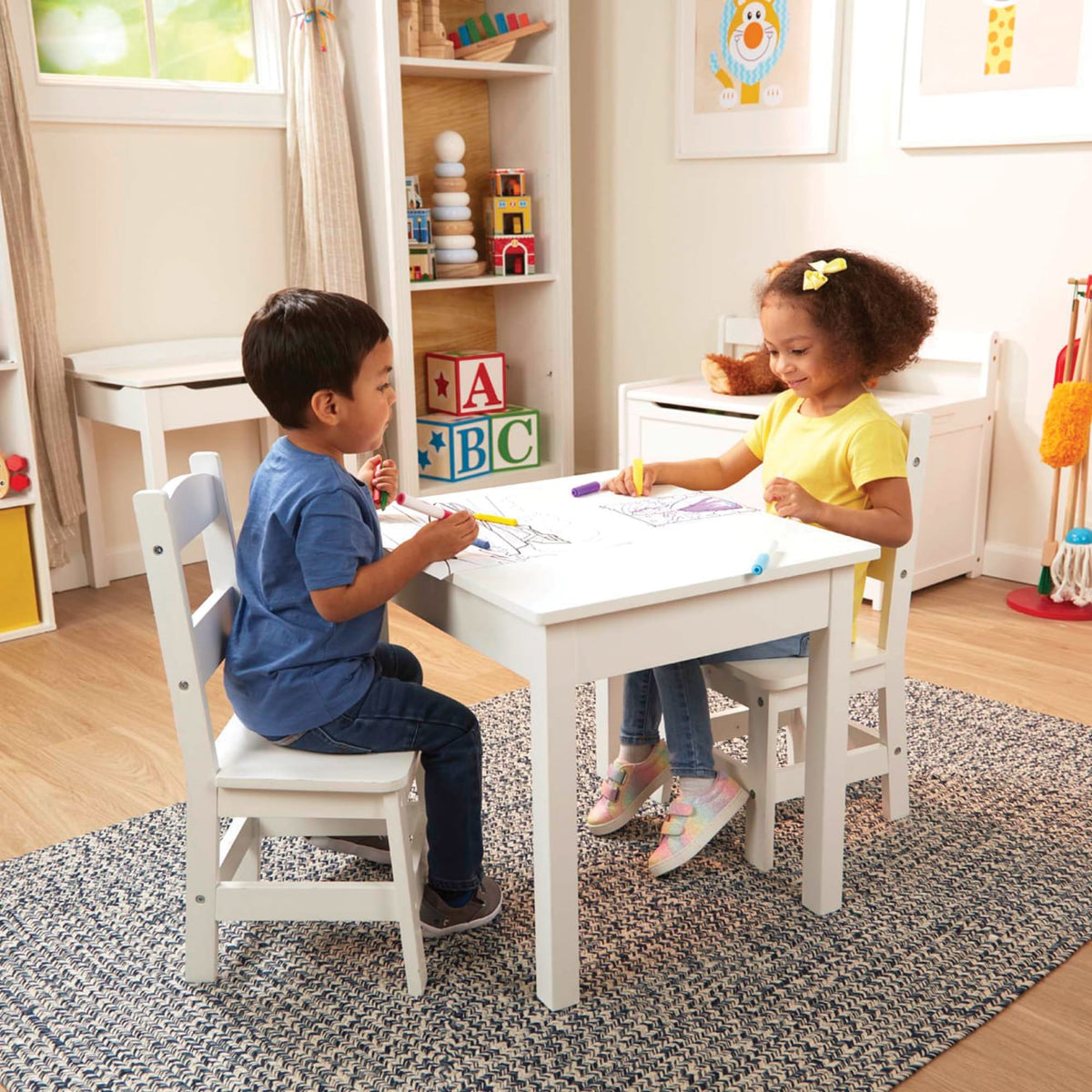 Educational Wooden Table & Chairs - White