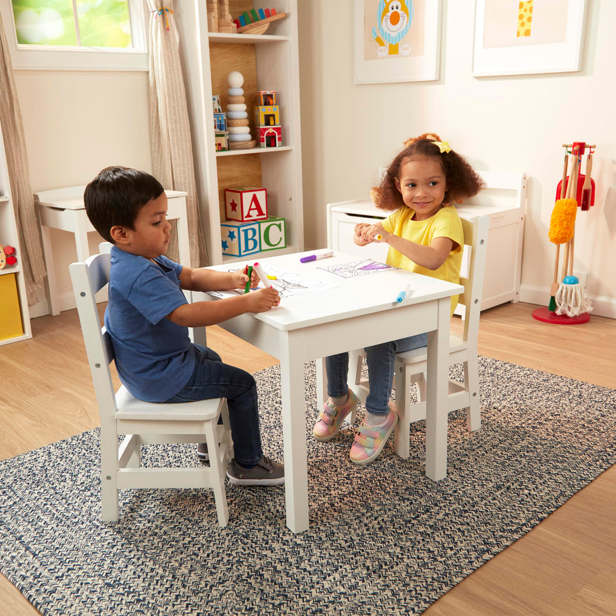 Educational Wooden Table & Chairs - White