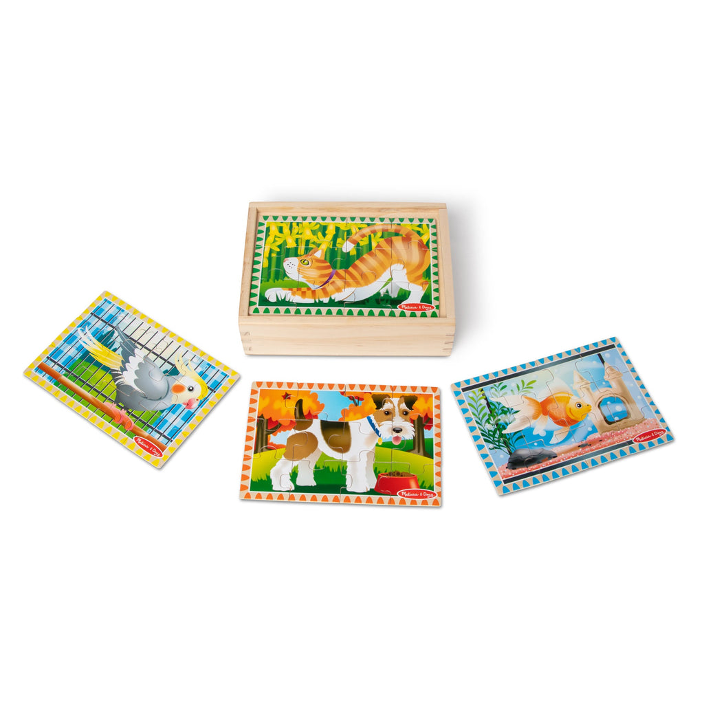 Educational Wooden Jigsaw Puzzles in a Box - Pets