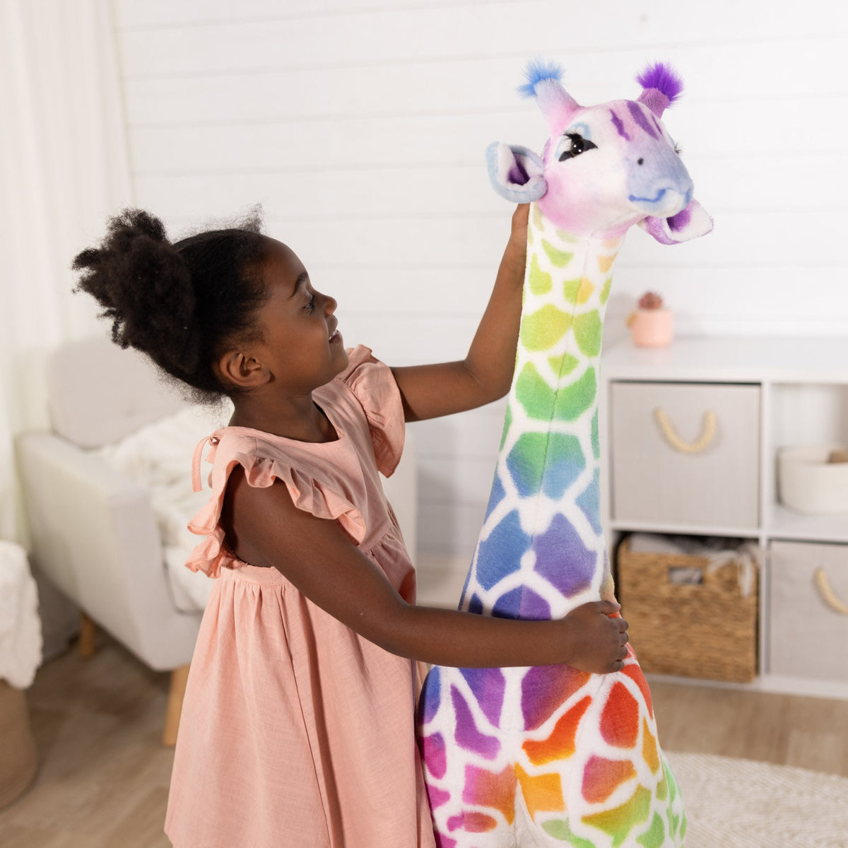 Educational Rainbow Giraffe Lifelike Plush