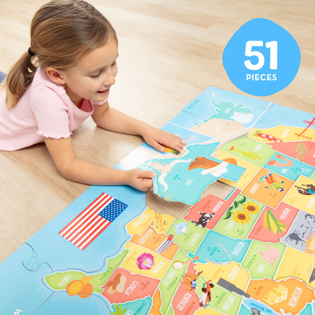 Educational Map Floor Puzzle - 51 Pieces
