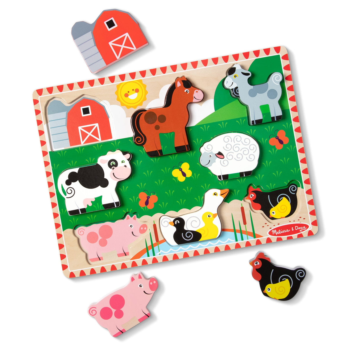 Educational Farm Animals Chunky Puzzle - 8 Pieces