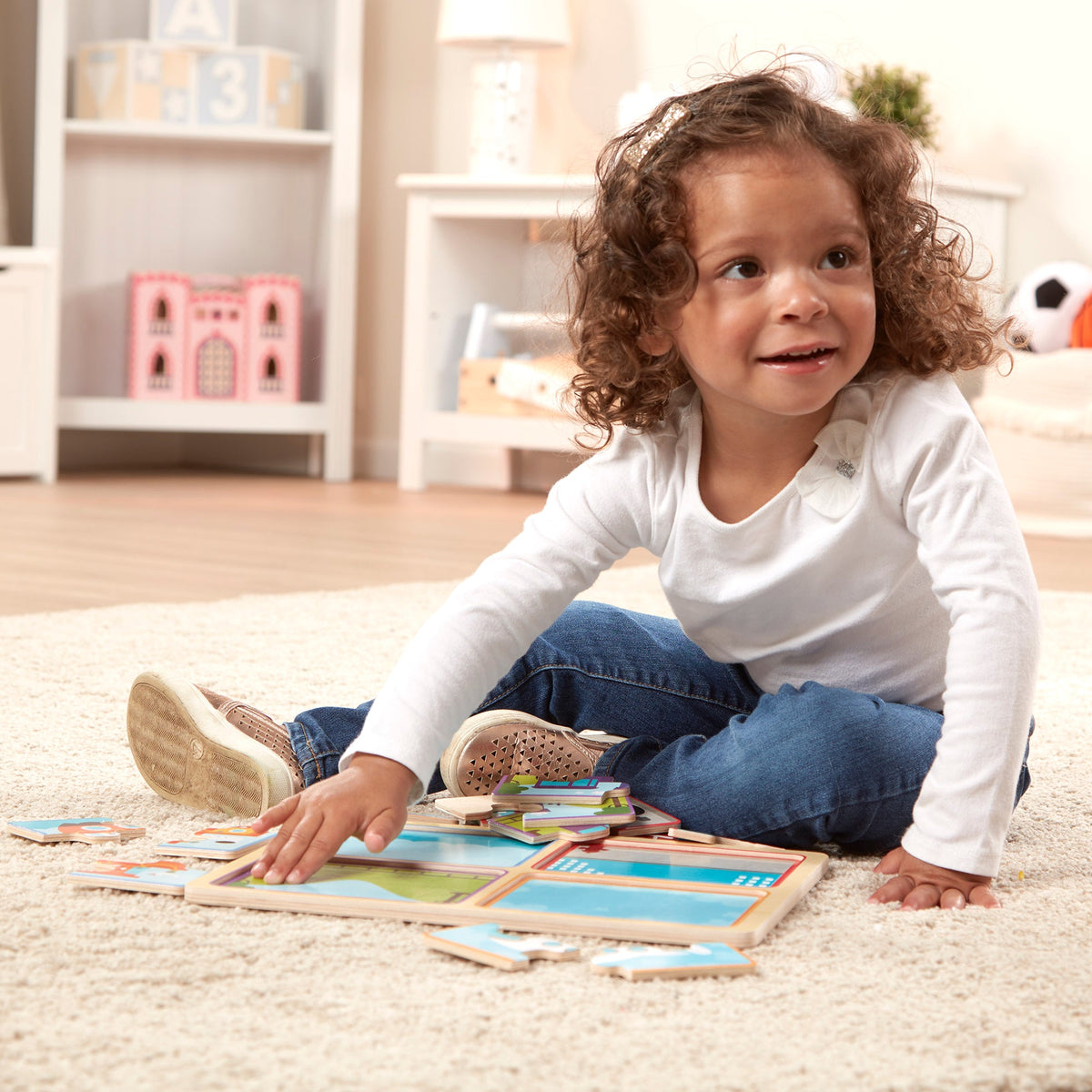 Educational Natural Play Wooden Puzzle Ready Set Go