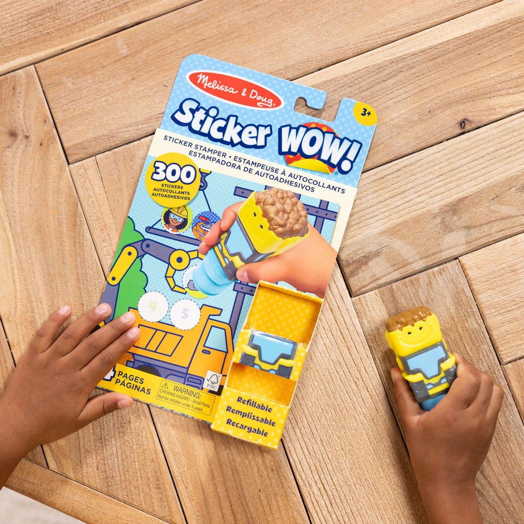 Educational Sticker WOW Bulldozer Bundle Activity Pad & Sticker Stamper Mini Activity Pad and 200 Refill Stickers