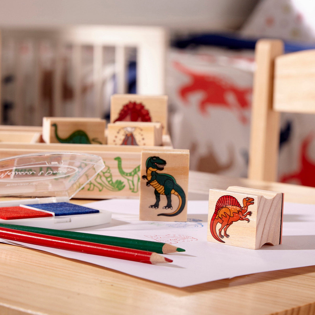 Educational Wooden Stamp Set - Dinosaurs
