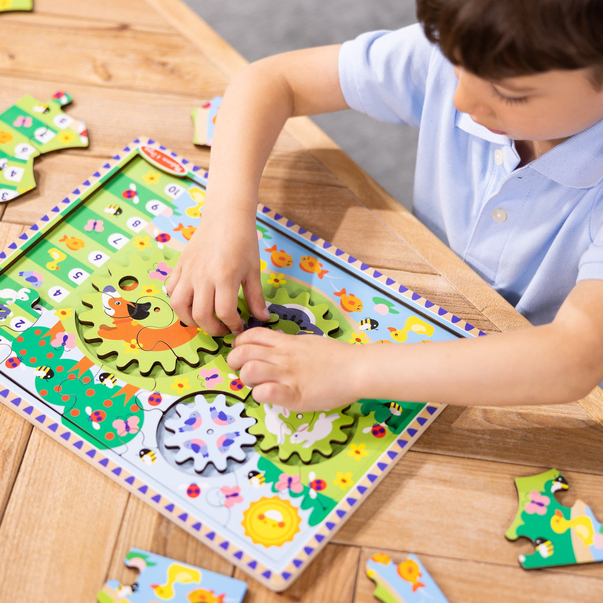 Educational Animal Chase I-Spy Wooden Gear Puzzle