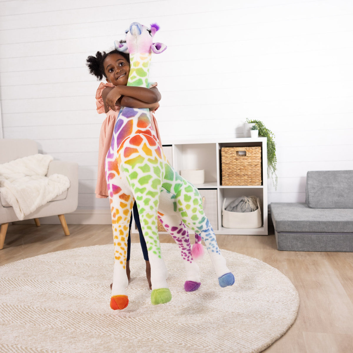 Educational Rainbow Giraffe Lifelike Plush