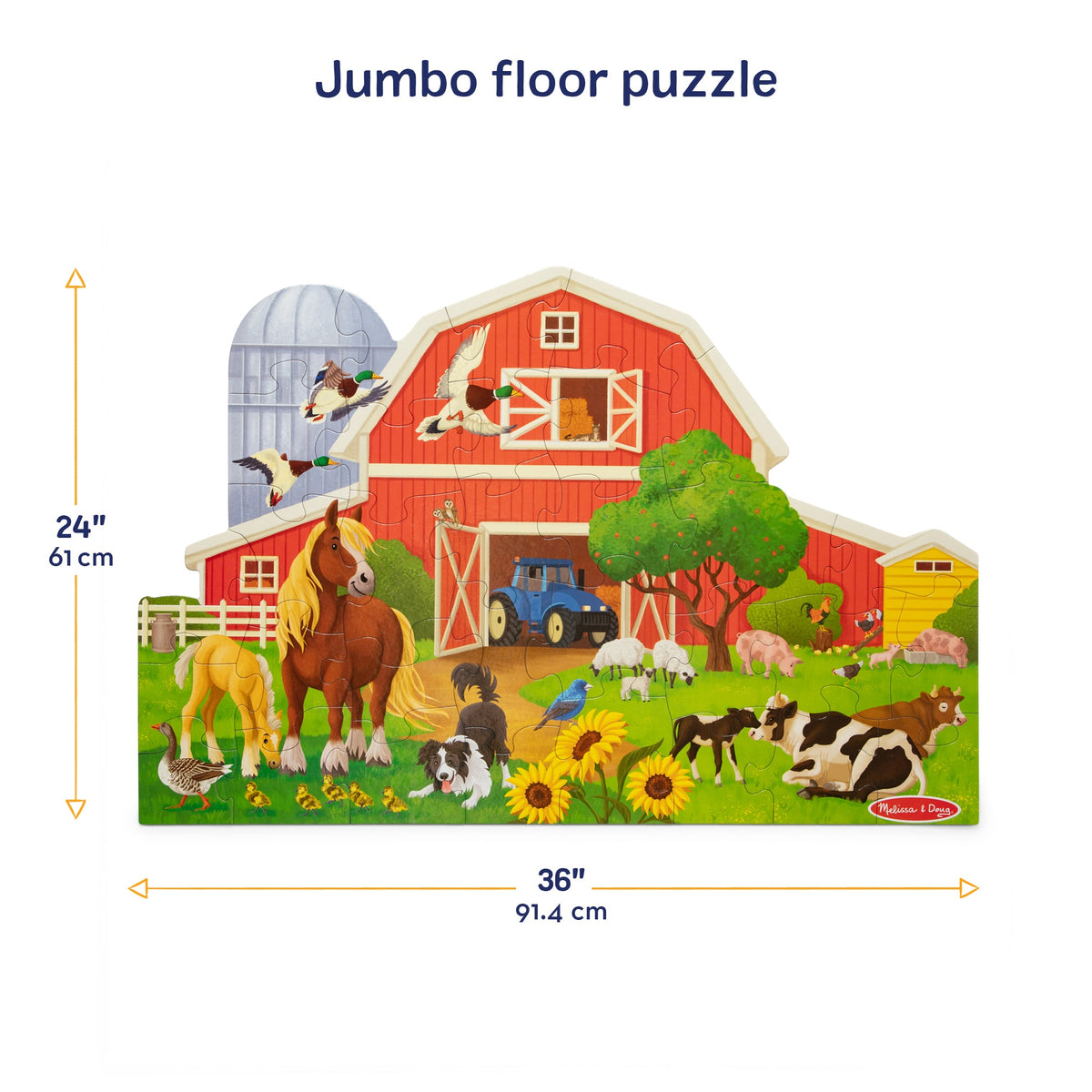 Educational Busy Barn Shaped Floor Puzzle - 32 Pieces